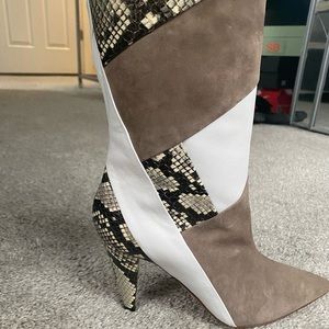 Aquazzura Snakeskin Patch work boots